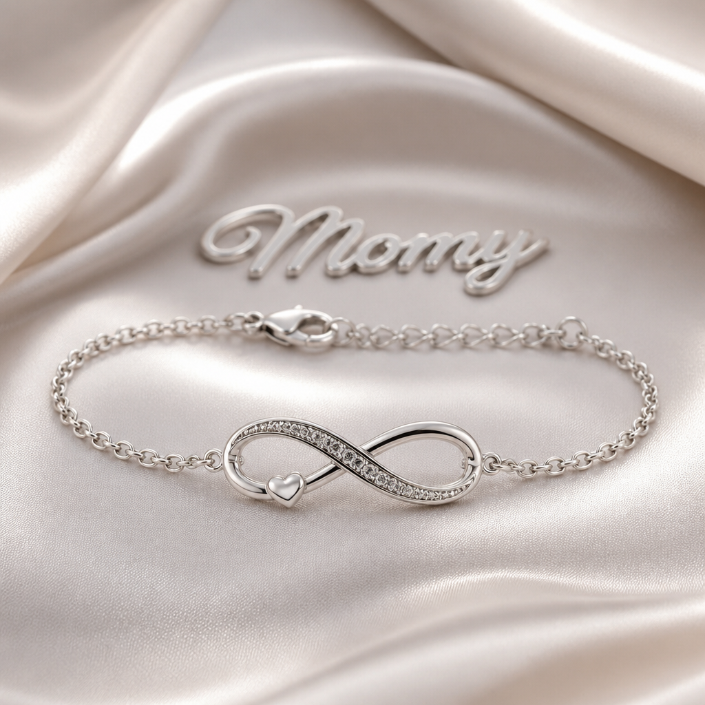 Écrit le nom Momy deriere un bracelet en argent
photorealistic jewelry design, Écrit le nom Momy deriere un bracelet en argent , just the design no text
