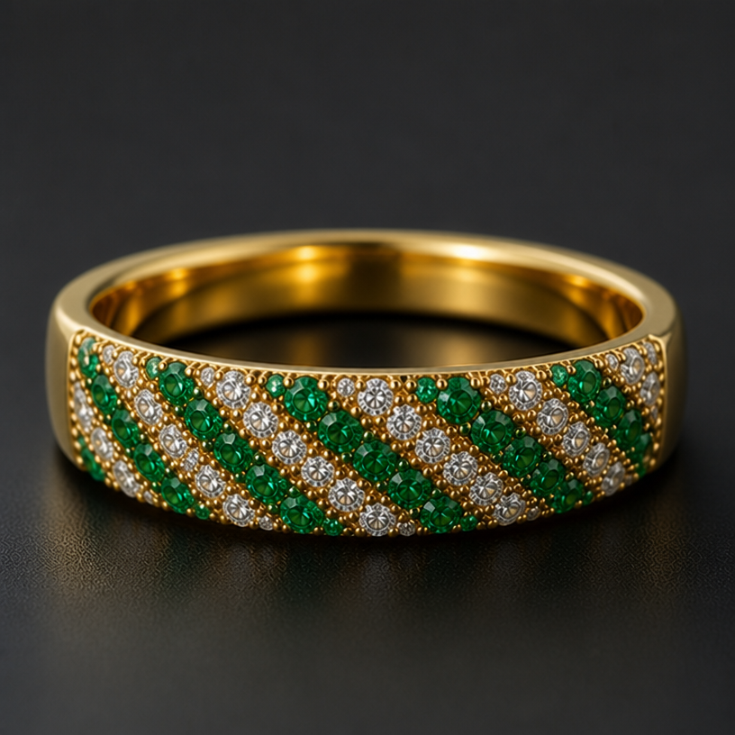 make each row slightly raised and the ring smaller in width
edit the attached jewelry design with these instructions: make each row slightly raised and the ring smaller in width. keep it photorealistic, just the design no text
