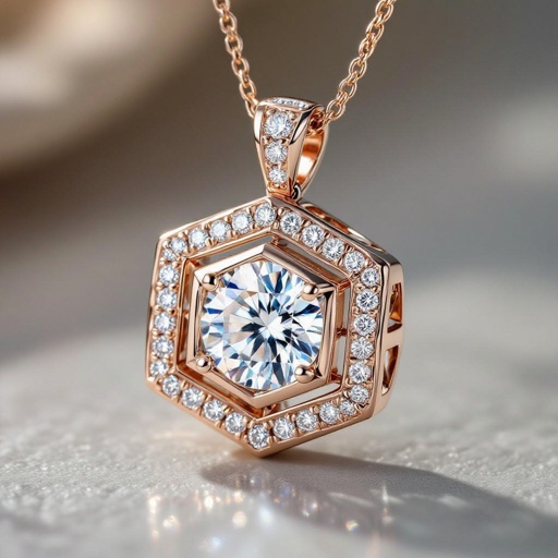White and rose gold  Geomatric edgy pendant of diamonds vibes of architectural and edge sthle modern contemporary item