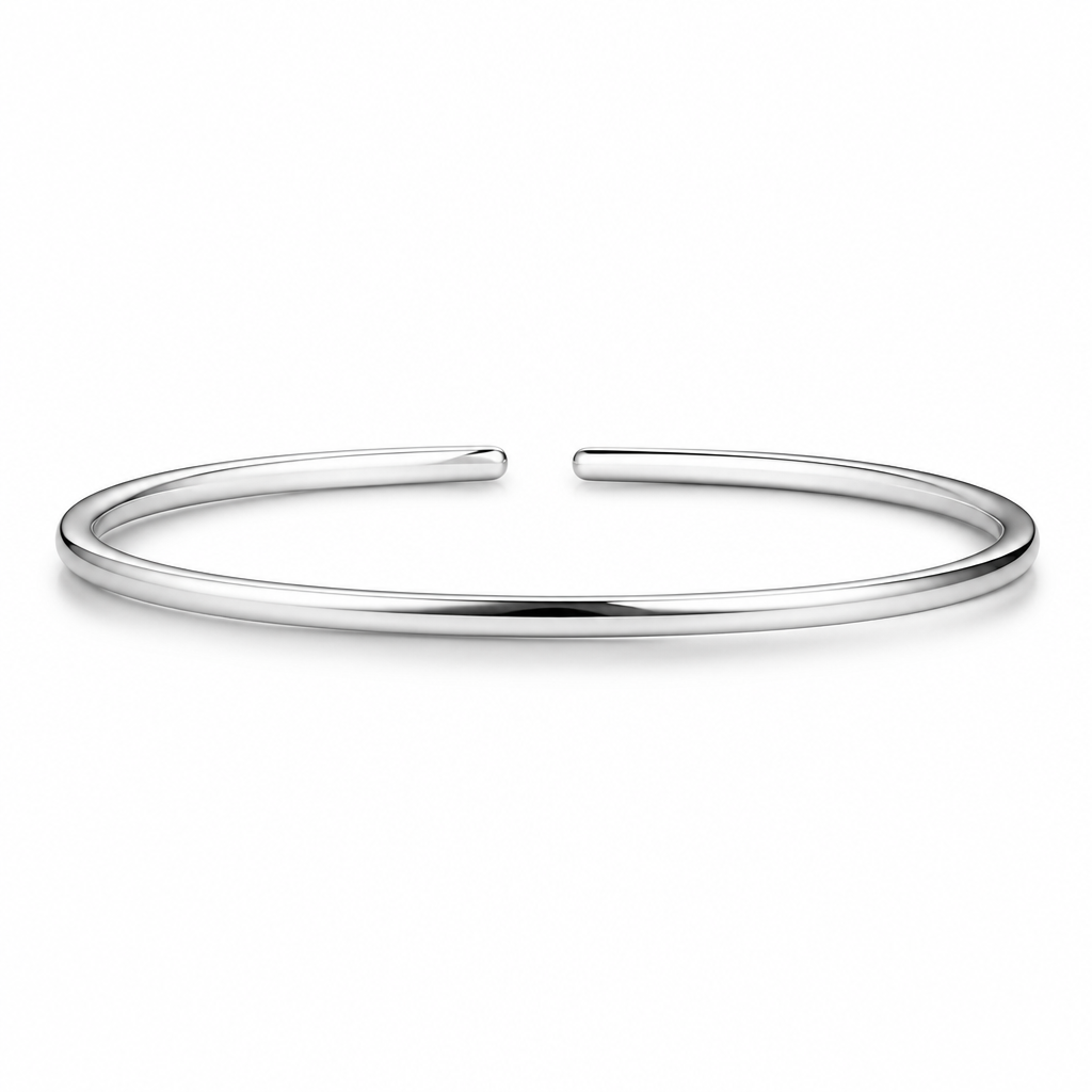 A women's bracelet made of silver. 2mm*4.5mm cuff and the gap is italic
photorealistic jewelry design, A women's bracelet made of silver. 2mm*4.5mm cuff and the gap is italic, modern style, just the design no text