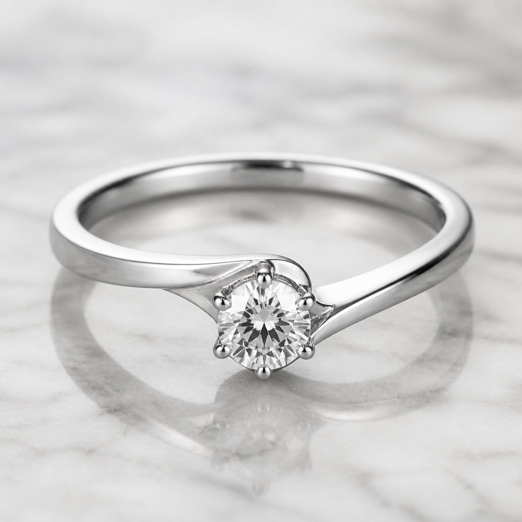 A minimalist women's ring made of silver with diamond stones suitable for engagement
photorealistic jewelry design, A minimalist women's ring made of silver with diamond stones suitable for engagement, minimalist style, just the design no text
