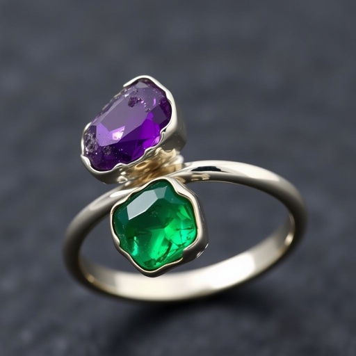 Adjustable ring , silver use minimal, use 2 raw natural gemstone, elegant