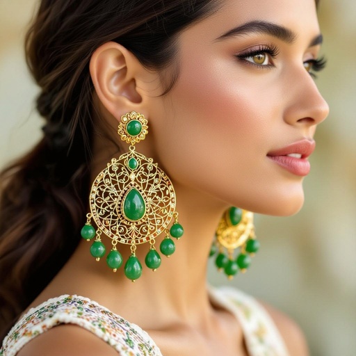 Statement earrings green