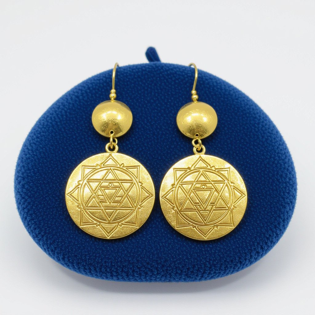  золотые матовые серьги в виде изображения чакры сахасрары