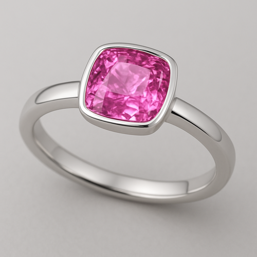 Cushion cut Small Pink sapphire ring 