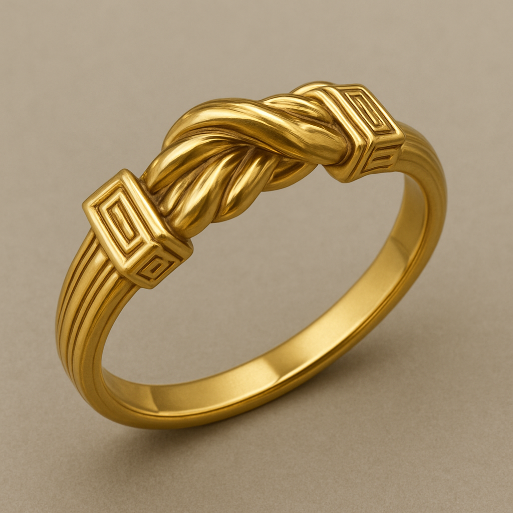 Yellow gold ring made to look like a bread twist tie