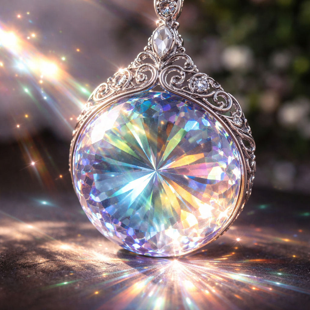 Design a pendant eith round prism sun catcher stone