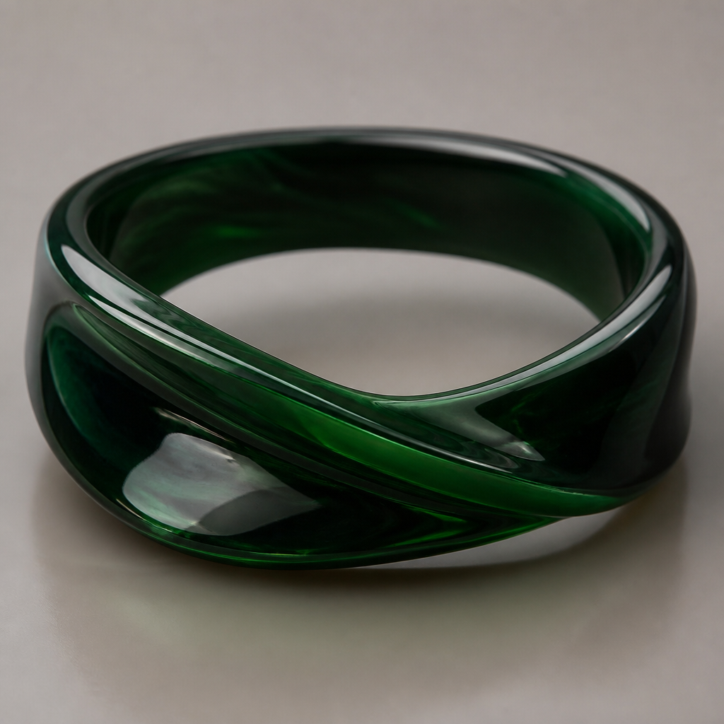 A women's ring. a resin bracelet which is a dark green colour
photorealistic jewelry design, A women's ring. a resin bracelet which is a dark green colour, modern style, just the design no text