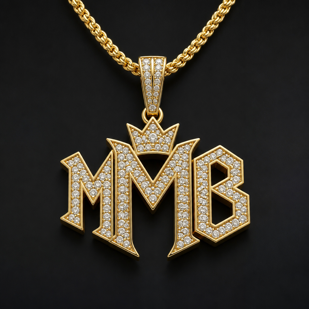 A luxury men's necklace made of gold with diamond stones suitable for daily wear. make me a mmb pendant that stands for made myself a boss
photorealistic jewelry design, A luxury men's necklace made of gold with diamond stones suitable for daily wear. make me a mmb pendant that stands for made myself a boss, luxury style, just the design no text