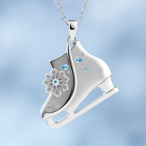 Silver pendant in the shape of skating blades without boots