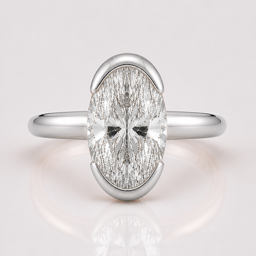 high polised dome style 4mm tapered band
edit the attached jewelry design with these instructions: high polised dome style 4mm tapered band. keep it photorealistic, just the design no text