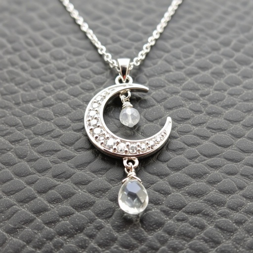 Луна полумесяцем с мелкими камушками и маленький в виде кристала лунный камень подвеска