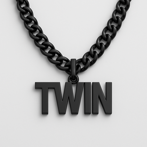 Give me a black chain that says “TWIN”. Then make sure the chain part is thick but not too thick