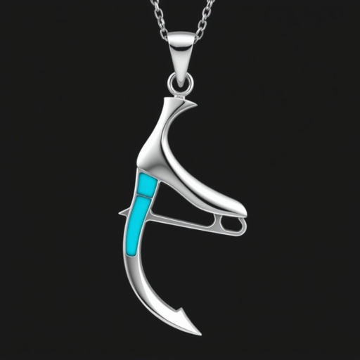 Pendant silver with stylized ice figure skating skates. Remove boots and leave only lowest part of skates. Add turquoise