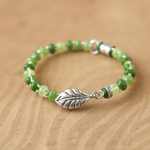Make a bracelet with only light green and dark green seed beads