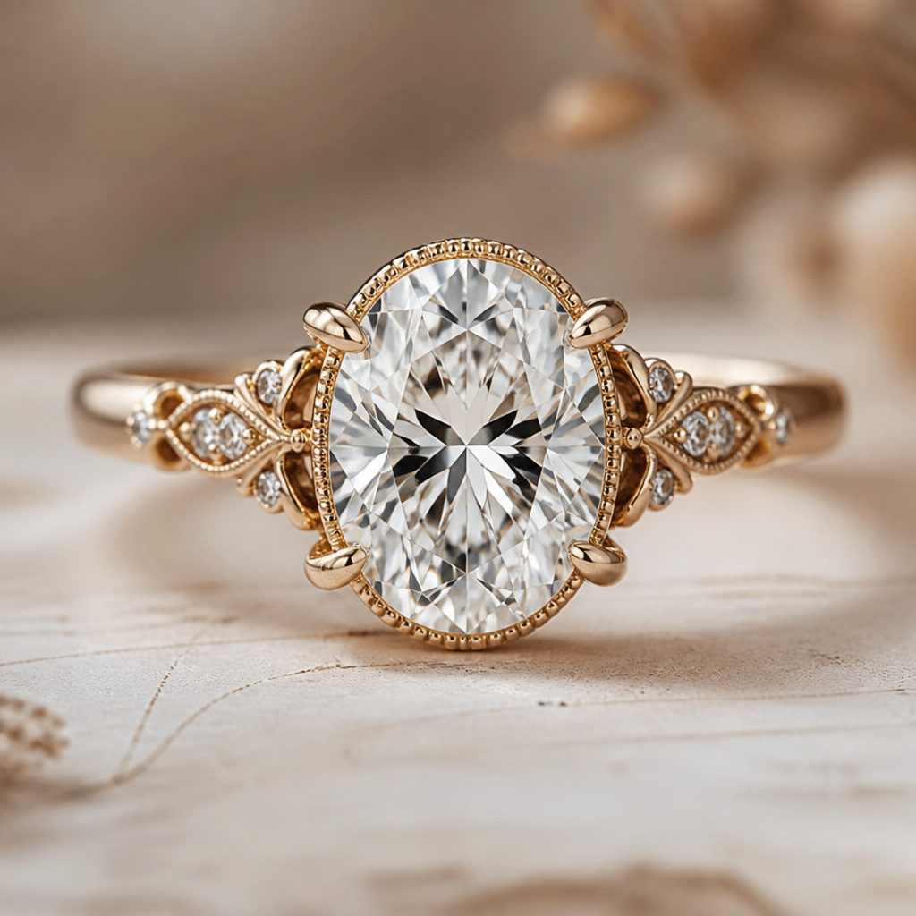 Oval cut ring
photorealistic jewelry design, Oval cut ring, vintage style, just the design no text