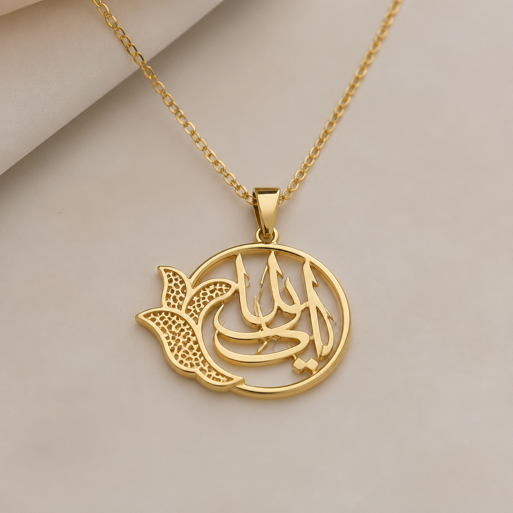 A women's necklace made of gold. muja ayesha shahid ka name ka locket generate karka do Pakistani Clint's Ka Leya
photorealistic jewelry design, A women's necklace made of gold. muja ayesha shahid ka name ka locket generate karka do Pakistani Clint's Ka Leya, modern style, just the design no text
