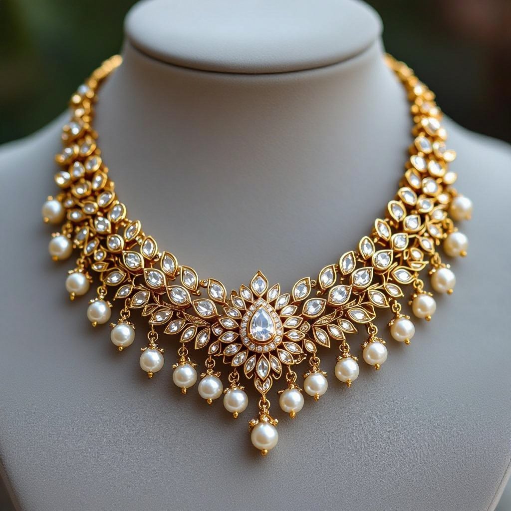 Moissanite kundan necklace for Asian girl