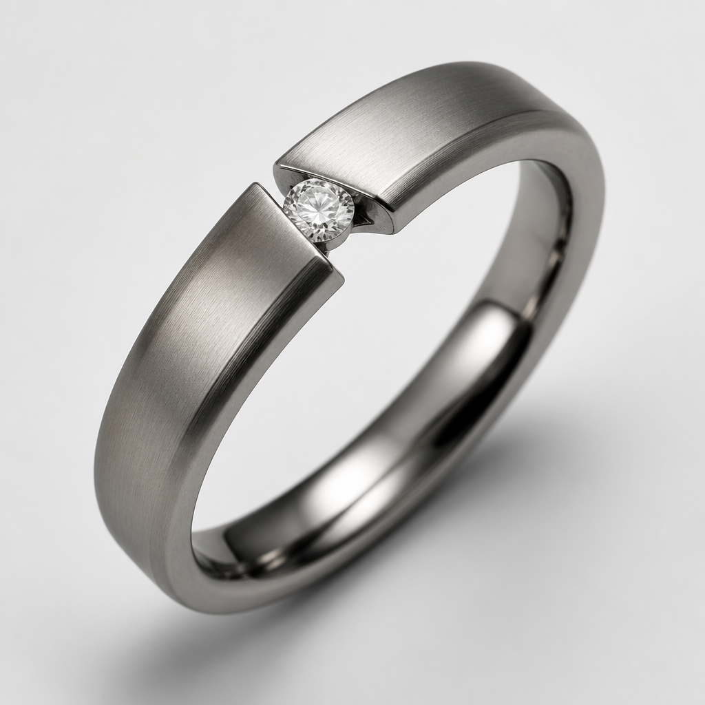 A women's ring made of titanium. titanium
photorealistic jewelry design, A women's ring made of titanium. titanium, modern style, just the design no text