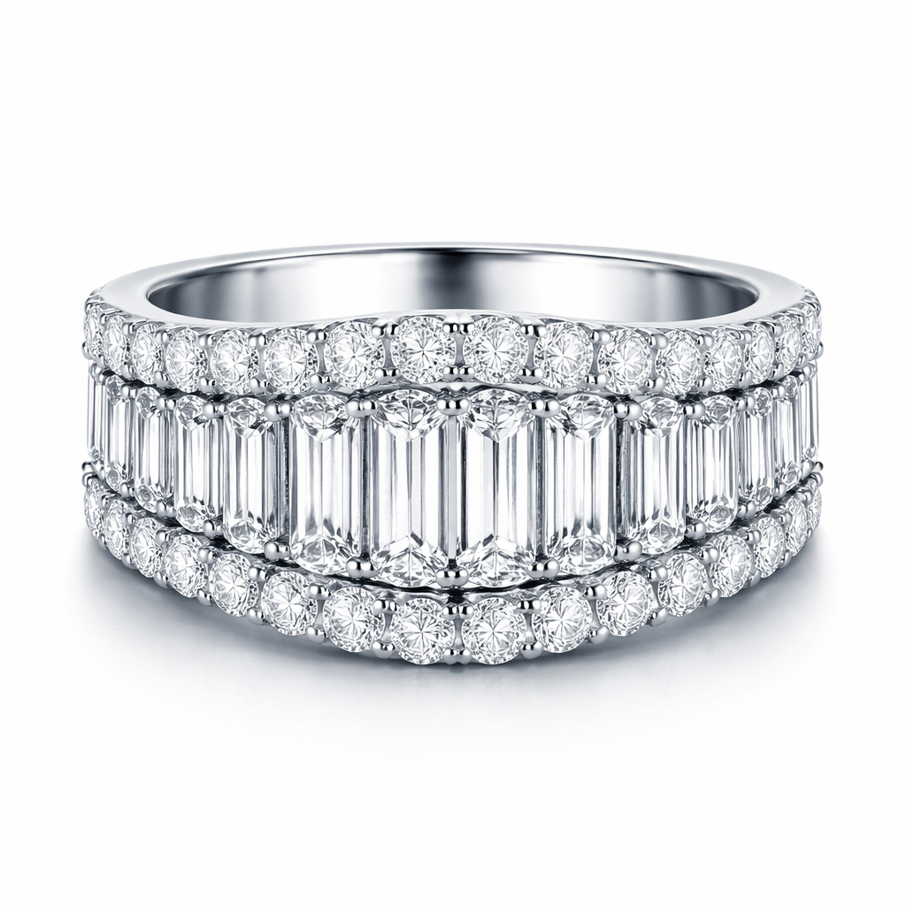 ring with baguette and round diamonds