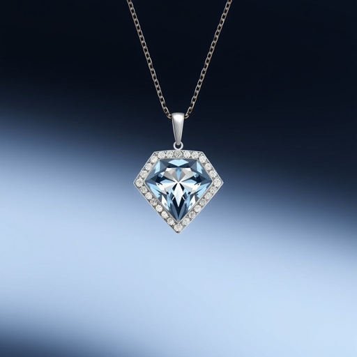 Ladies pendent  with single stone of kite shape and small diamonds surrounding 