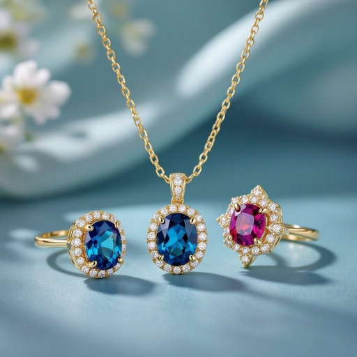 Necklace ,earring and ring design with colorful spinel