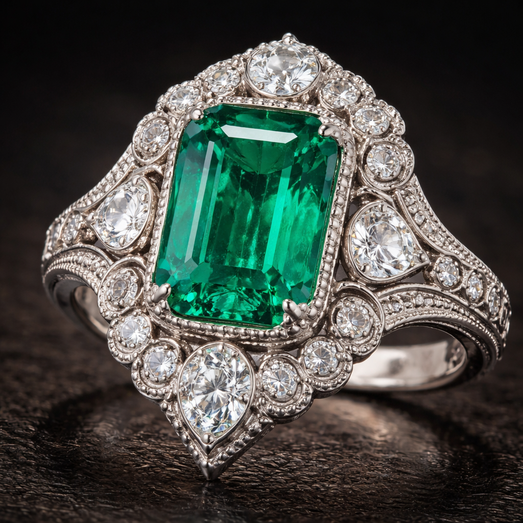 Diamonds/emeralds rings