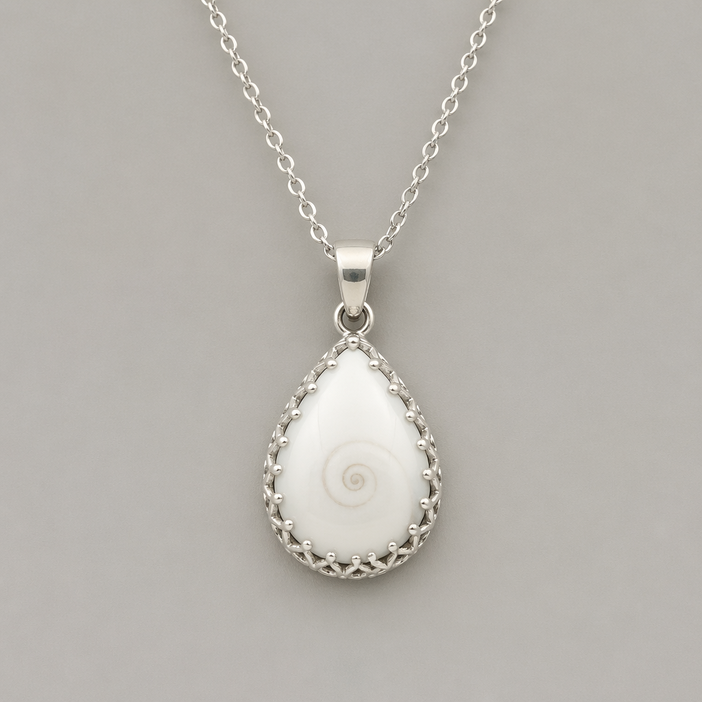 Crie uma colar em prata e com um pendente de jarina branca usando a técnica de festonê em prata
photorealistic jewelry design, Crie uma colar em prata e com um pendente de jarina branca usando a técnica de festonê em prata, just the design no text