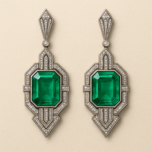 Earrings with emeralds