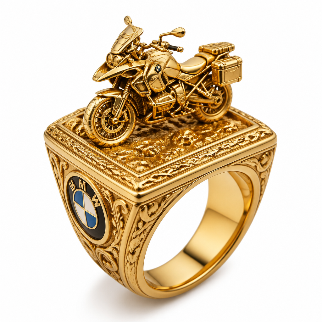 A luxury women's ring made of gold suitable for daily wear, highly ornate, intricate and elaborate, richly detailed. crie uma dedeira quadrada, em cima coloque uma moto bmw r1200, na lateral uma logo da bmw.
gere em uma imagen isolada branca
photorealistic jewelry design, A luxury women's ring made of gold suitable for daily wear, highly ornate, intricate and elaborate, richly detailed. crie uma dedeira quadrada, em cima coloque uma moto bmw r1200, na lateral uma logo da bmw.
gere em uma imagen isolada branca, luxury style, just the design no text