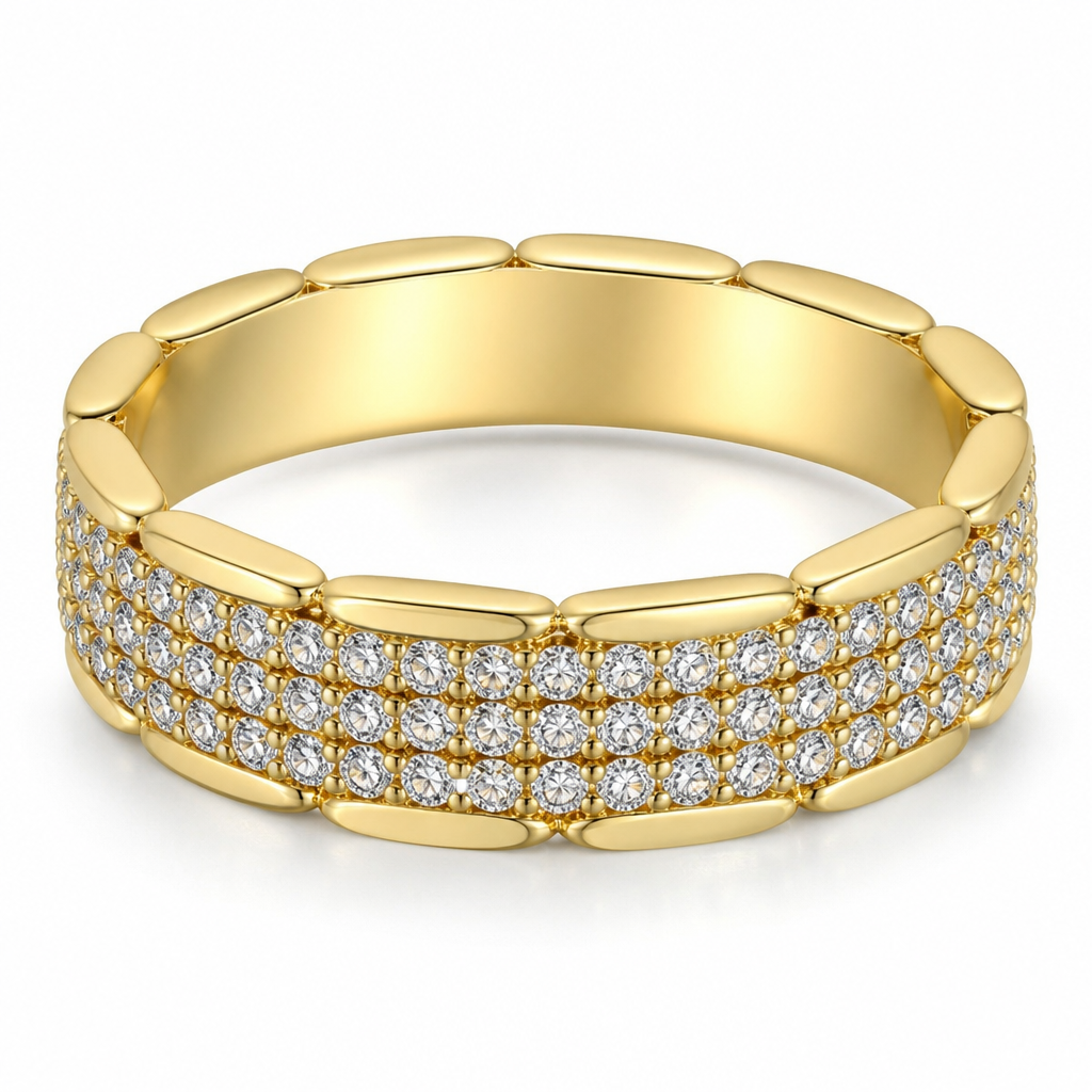 Pave 3 row with oval flat rings
photorealistic jewelry design, Pave 3 row with oval flat rings , just the design no text