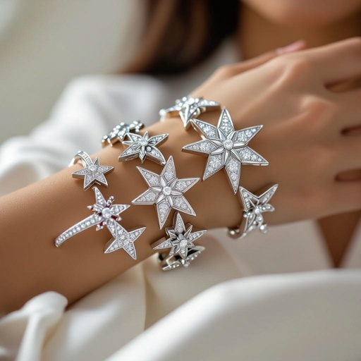 Star bangles of diamonds abstract and geometric shape