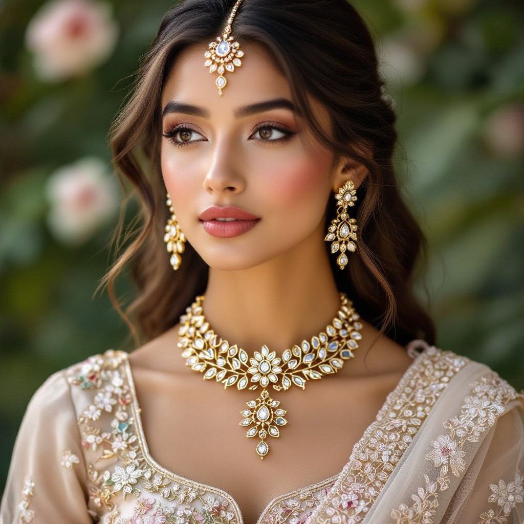 Moissanite kundan necklace for Asian girl
