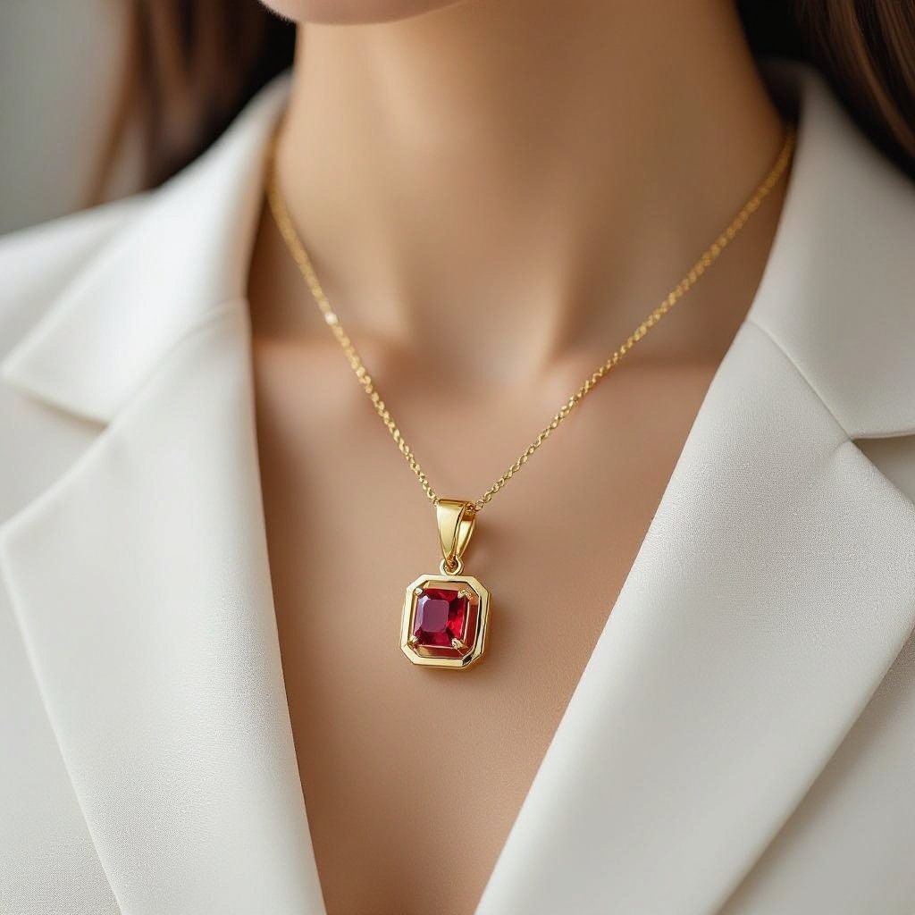 Daily wear pendant set ruby stone