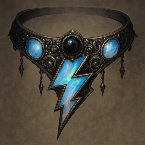 Opalite and onyx lightening bolt collar