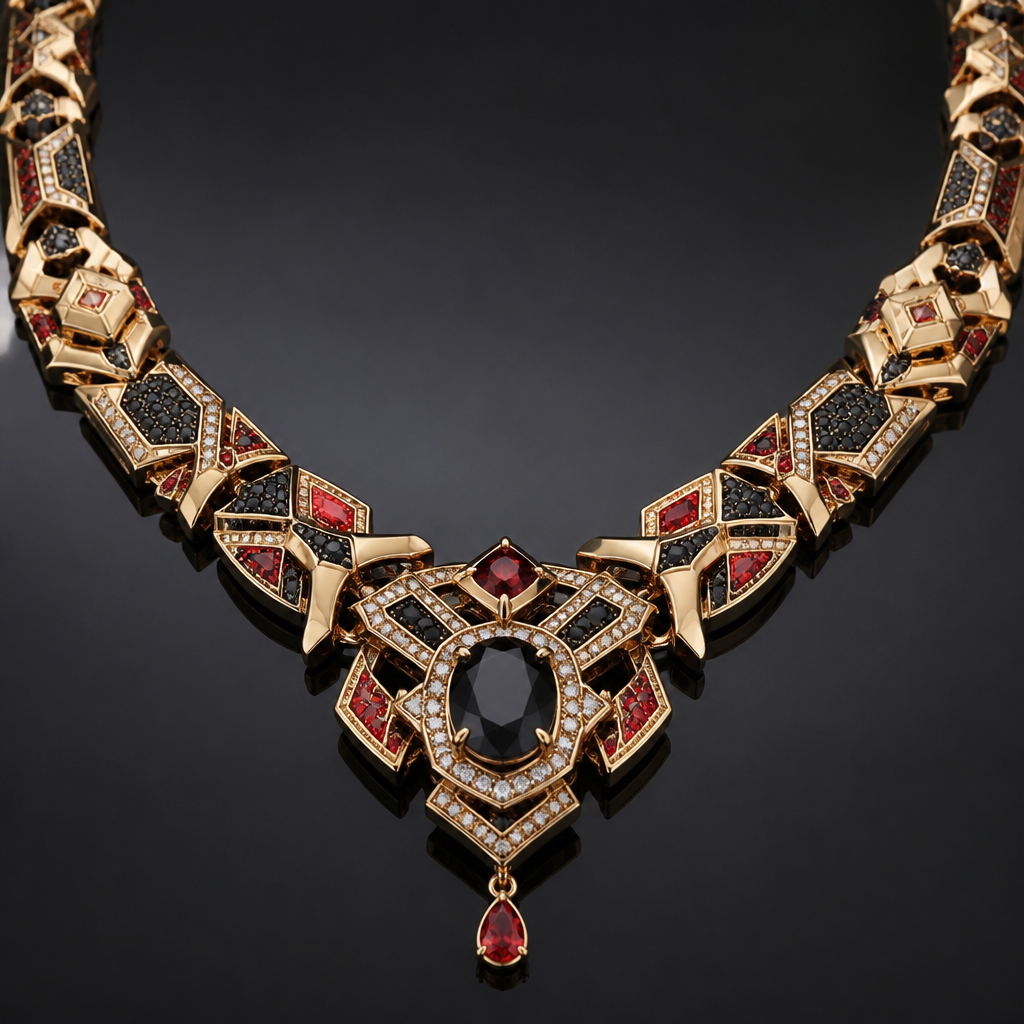 A luxury men's necklace made of gold with diamond stones suitable for birthday, highly ornate, intricate and elaborate, richly detailed. corente de diamante negro y vermelho
photorealistic jewelry design, A luxury men's necklace made of gold with diamond stones suitable for birthday, highly ornate, intricate and elaborate, richly detailed. corente de diamante negro y vermelho, luxury style, just the design no text