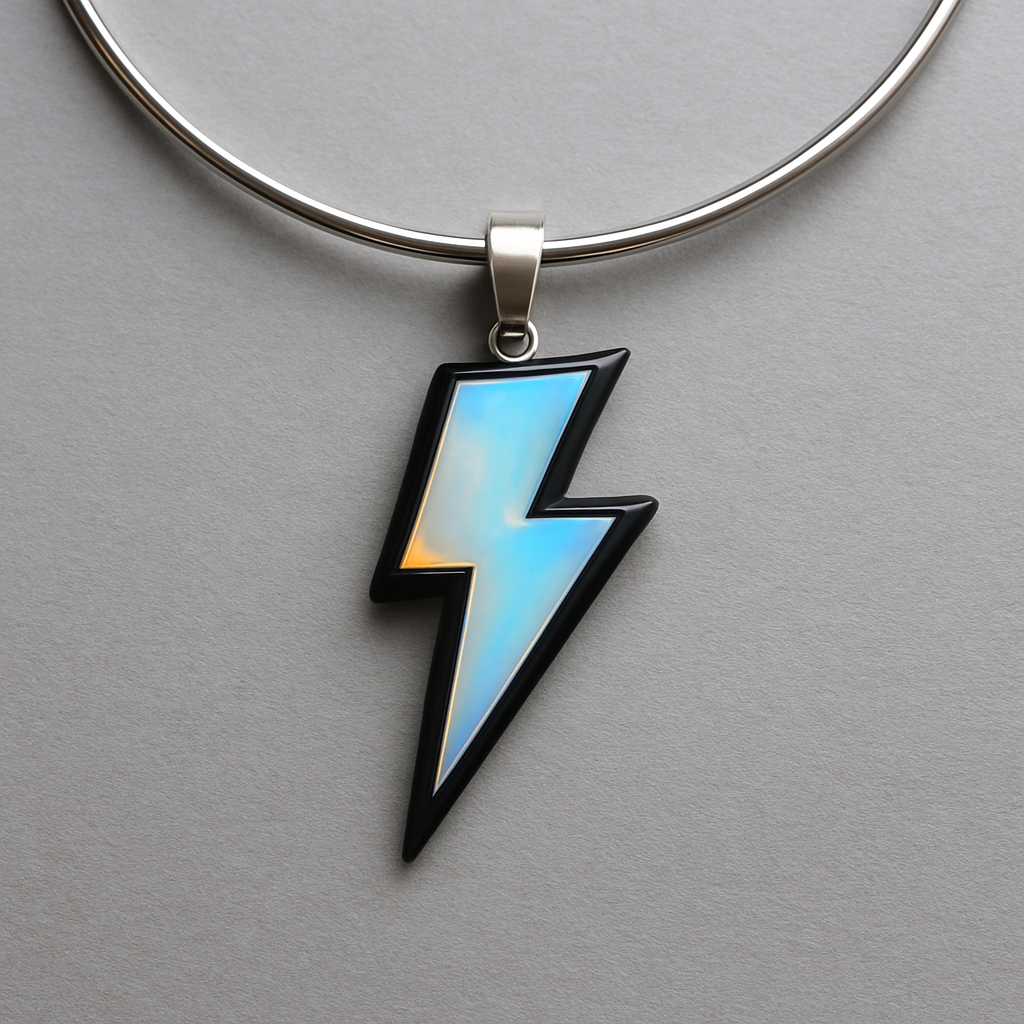 Opalite and onyx lightening bolt collar