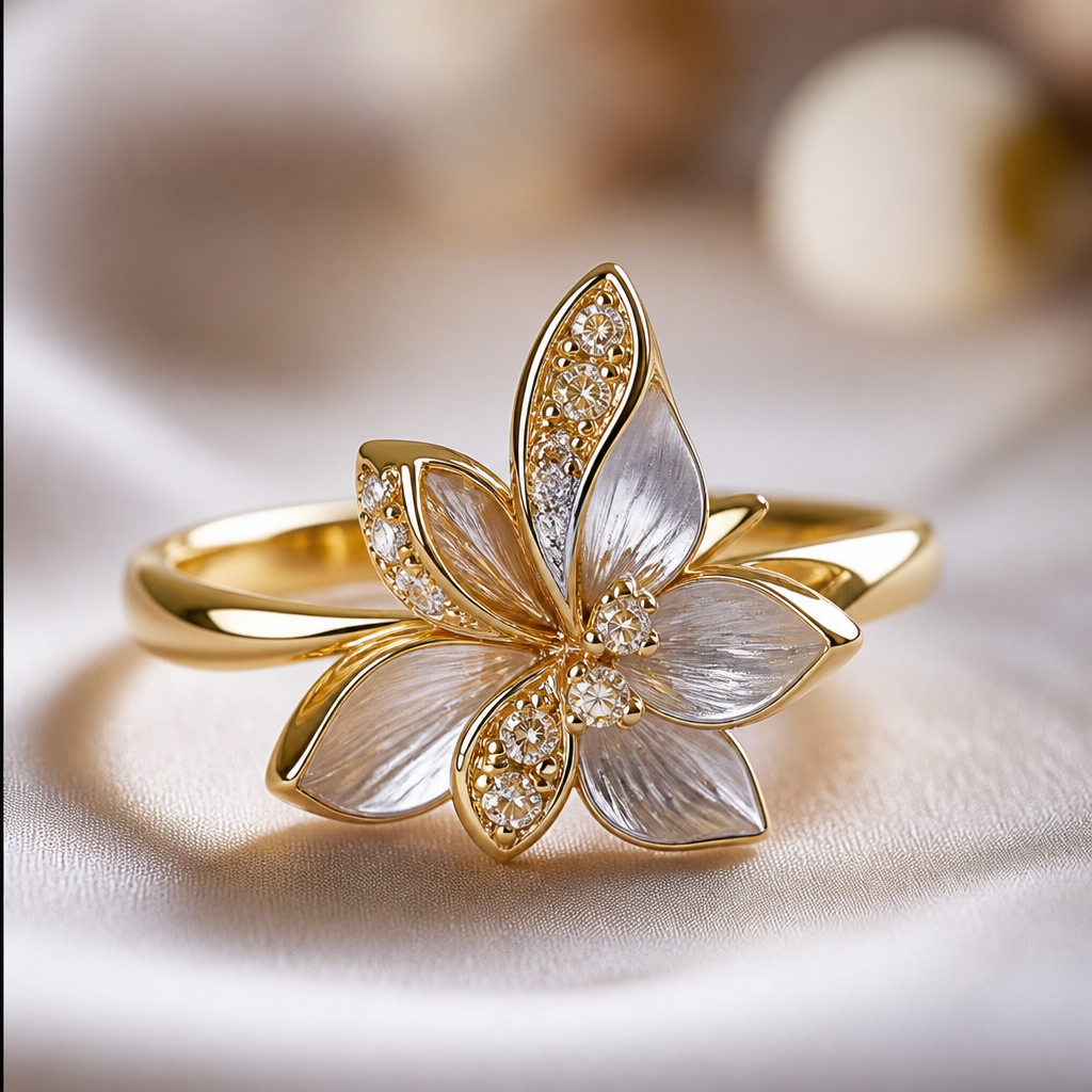 A women's ring. femine flowers godly
photorealistic jewelry design, A women's ring. femine flowers godly, modern style, just the design no text