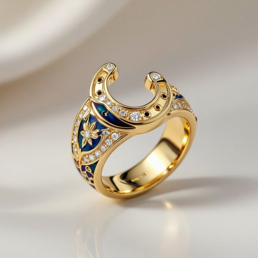 Gold Create a design of iron horseshoe of modern enamel colored