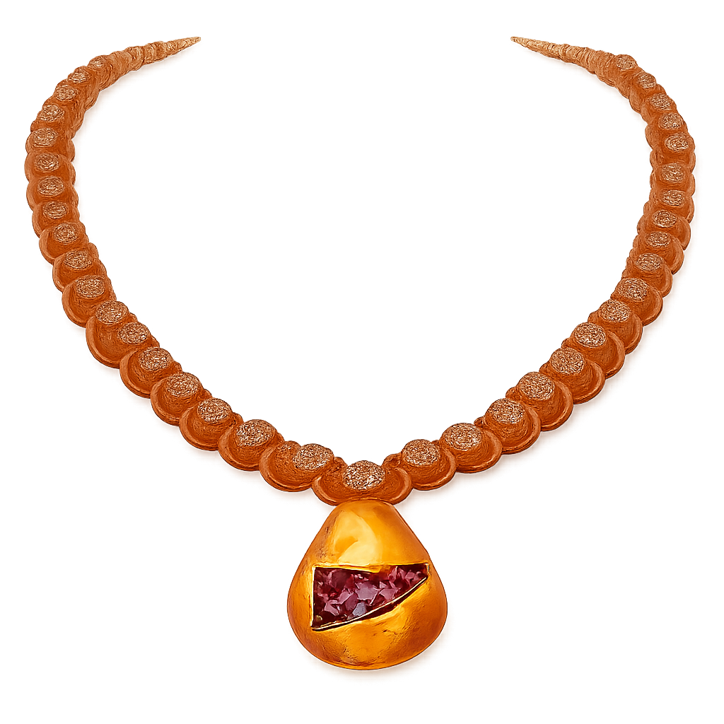 Necklace only amber stones small size EVW logo on the amber stone red and black