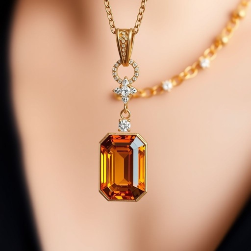 A asscher cut, FL IF clarity, 20 carat, Amber gems necklace with gold chain