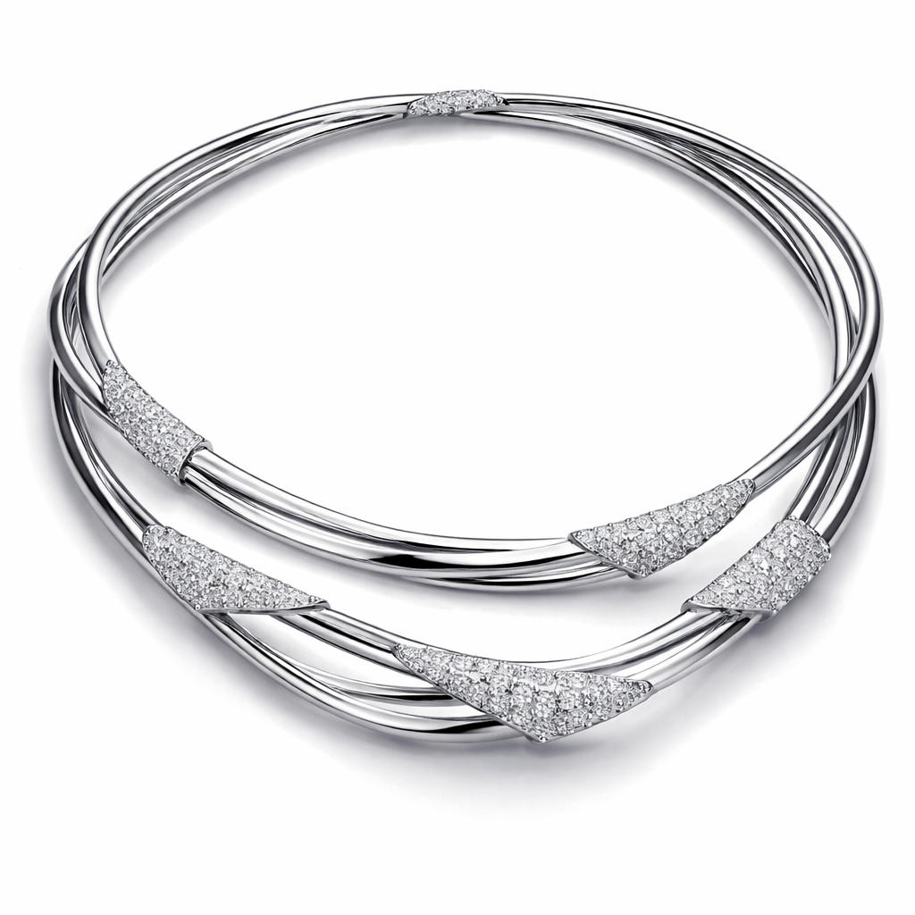 A necklace that twisted around itself 2 times with larticulations