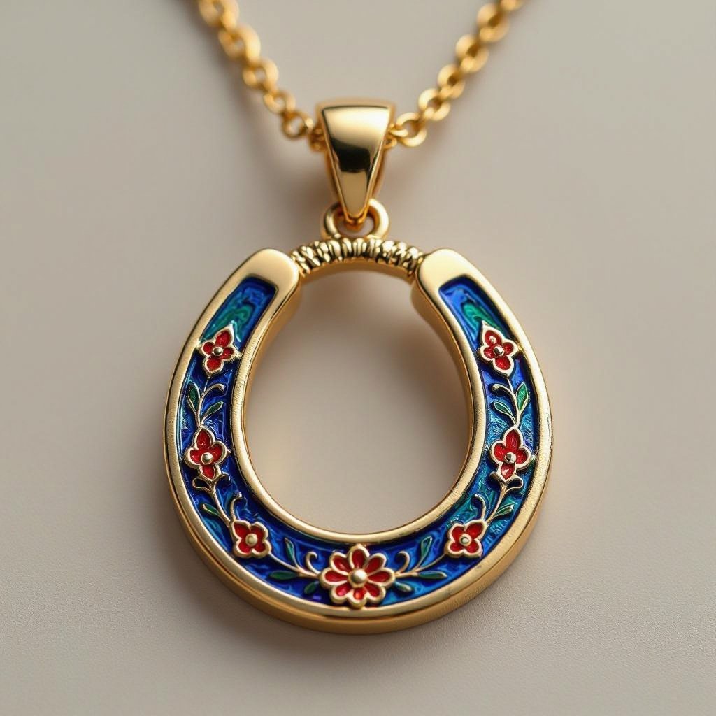 Enamel gold Create a design of iron horseshoe of modern enamel colored