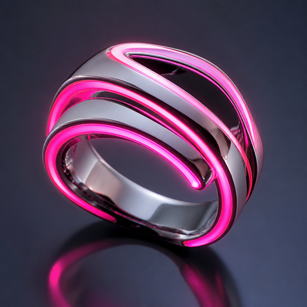 A women's ring. neon ring
photorealistic jewelry design, A women's ring. neon ring, modern style, just the design no text