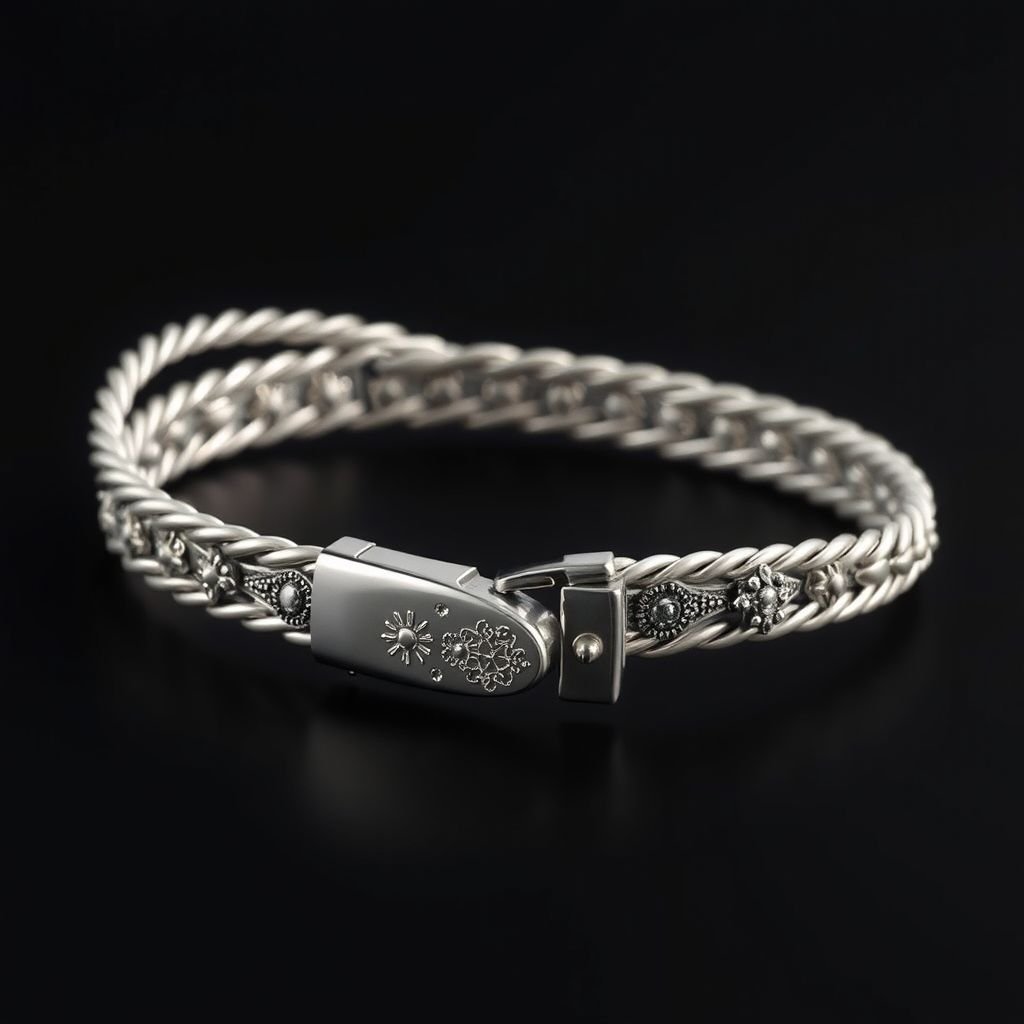 Man bracelet silver small different beasis  