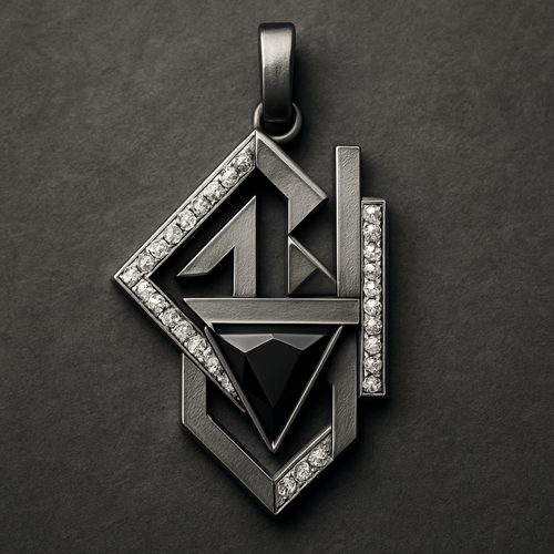 Geomatric pendant of set men collection of diamonds and stones of edgy styles and architectural 