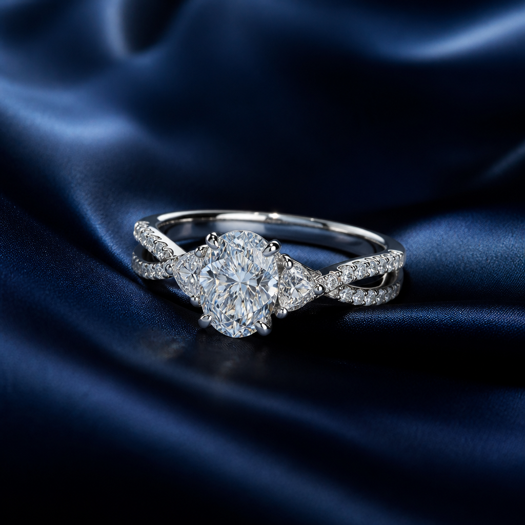 Create a luxurious jewelry advertisement featuring an elegant natural diamond ring on a dark navy satin background, with soft spotlighting, realistic diamond sparkle, and a high-end luxury aesthetic. Keep the ring as the main focus
photorealistic jewelry design, Create a luxurious jewelry advertisement featuring an elegant natural diamond ring on a dark navy satin background, with soft spotlighting, realistic diamond sparkle, and a high-end luxury aesthetic. Keep the ring as the main focus
, modern style, just the design no text