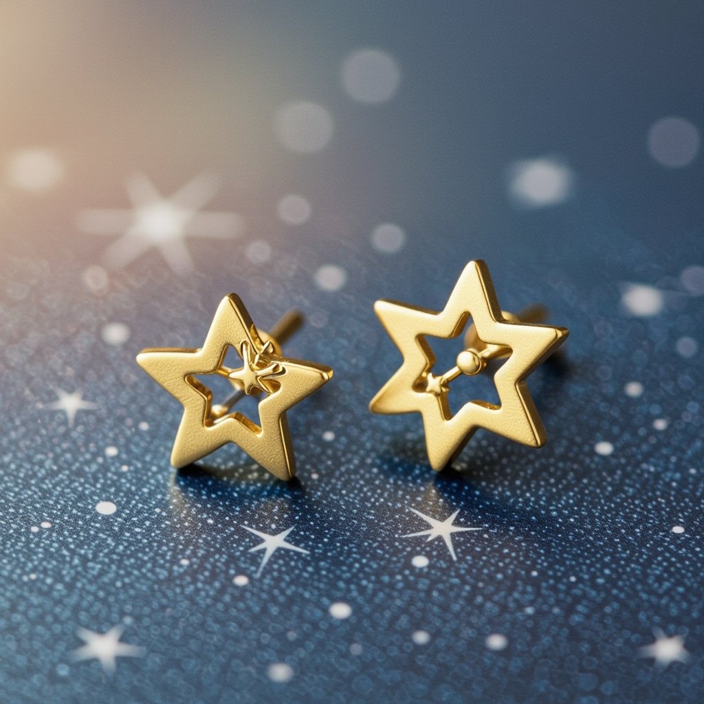 Небольшие золотые матовые серьги в виде созвездия
