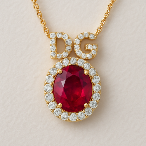ruby with D and G letters pendant 
