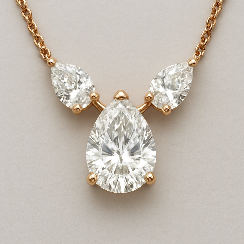 ביקשתי רק 7 קראט באמצע ובשני הצדדים למעלה יותר 2 קראט בכל צד שוכב לצד יהלומי טיפה בשרשרת מולחמים יותר למעלה  בלי באזל ושהיהלומיפ בצדדים שוכבים לצד מצוין יותר למעלה וברוז     